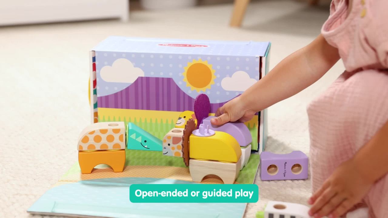 thumbnail video image 3 of Melissa & Doug Blockables™ Safari Snap And Play, Mix And Match Connectable Wooden Building Blocks Play Set Toy for Preschool Boys And Girls (34 Pcs) - FSC Certified, 3 of 14