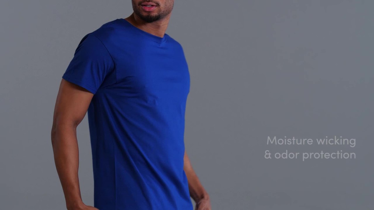 thumbnail video image 2 of Fruit of the Loom Men's EverSoft Short Sleeve Crew T-Shirt, 2 Pack, Sizes S-4XL, 2 of 11