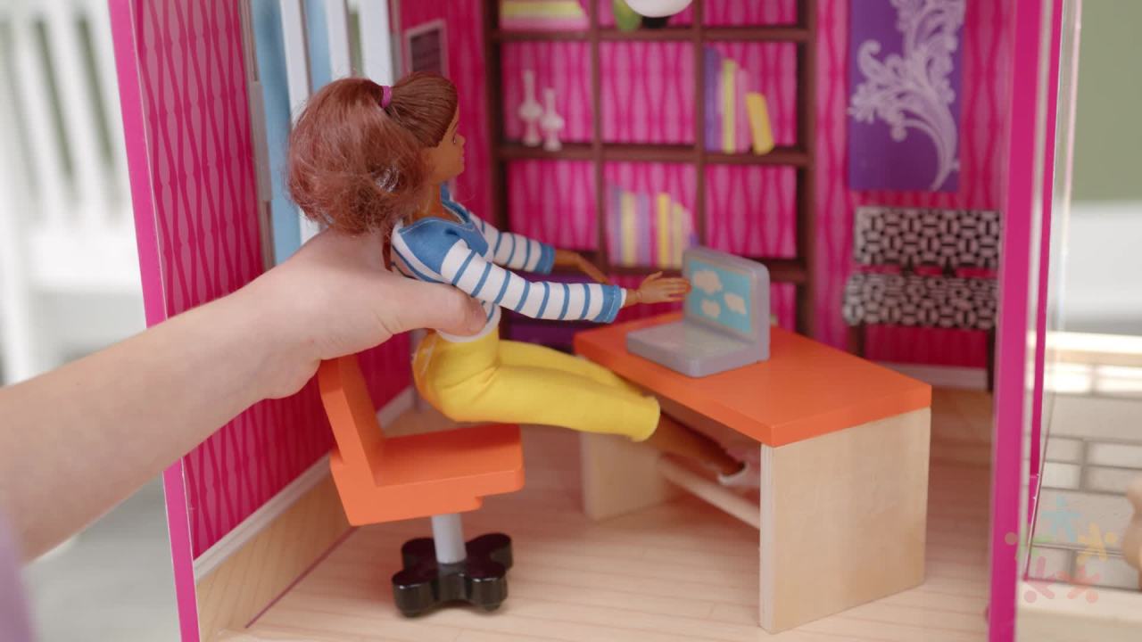 thumbnail video image 2 of KidKraft Uptown Wooden Dollhouse with 36 Accessories,  Ages 4 & up, 2 of 11