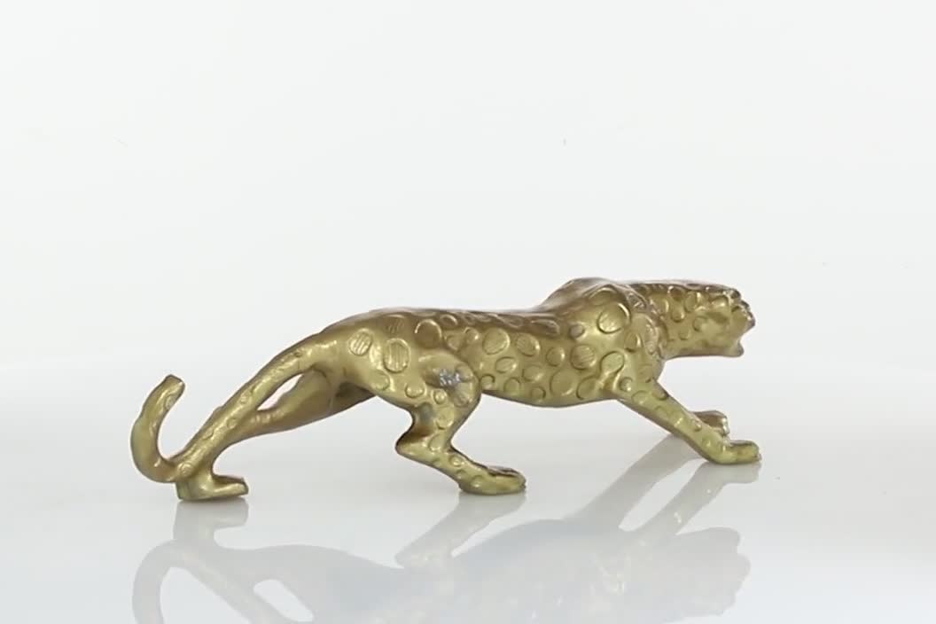 thumbnail video image 2 of DecMode 5"W, 5"H Aluminum Contemporary Leopard Sculpture, Gold, 2 of 9