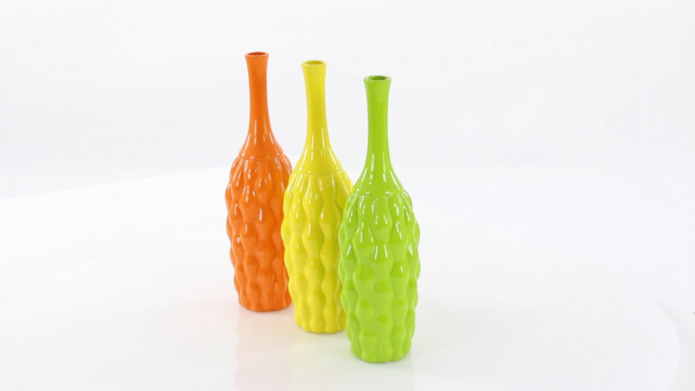 The Novogratz 5"W, 18"H Multi Colored Ceramic Vase, Set of 3