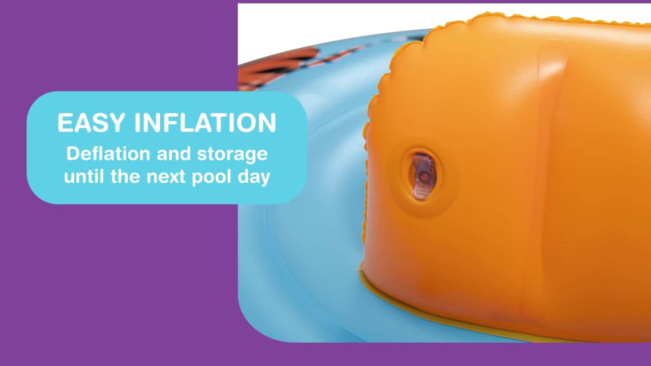 thumbnail video image 2 of Puddle Jumper WonderSplash 3-Ring Inflatable Baby Boat, Tiger, 0-24 lbs Weight Capacity, 2 of 14