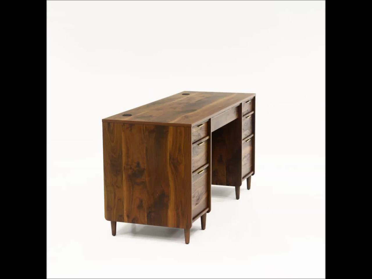 thumbnail video image 2 of Sauder Clifford Place Executive Desk, Grand Walnut Finish, 2 of 11