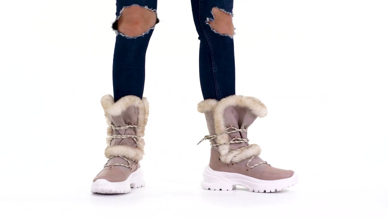 thumbnail video image 2 of Brinley Co. Womens Lightweight Fashion Faux Fur Trim Winter Boots, 2 of 7