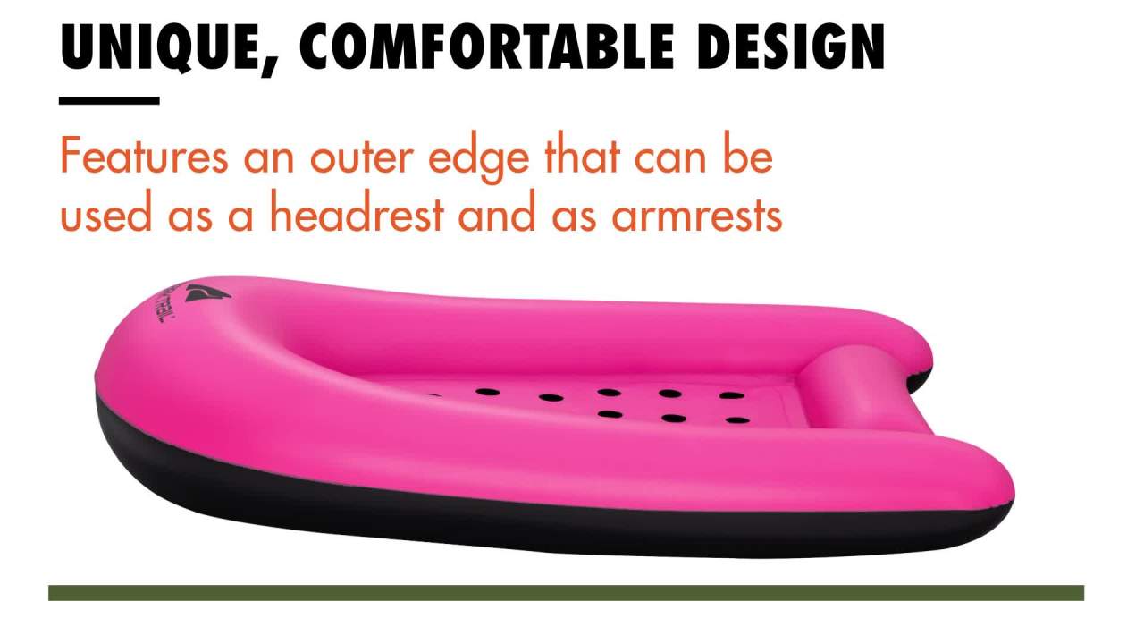thumbnail video image 3 of (4 pack) Ozark Trail Easy Float Inflatable Lounge, Pink, 3 of 3