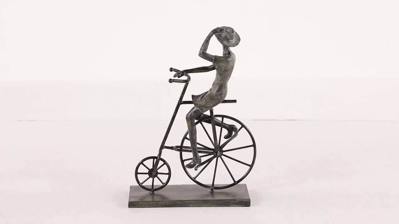 thumbnail video image 2 of DecMode 9"W, 13"H Polystone Traditional Bicycle Sculpture, Bronze, 2 of 8