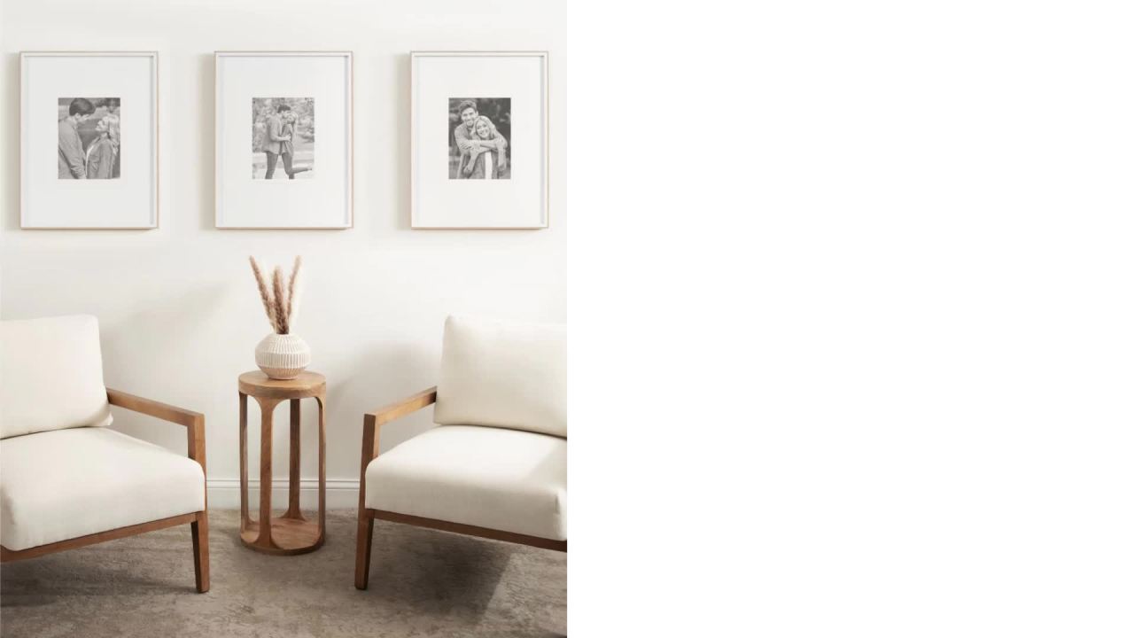 thumbnail video image 2 of Kate and Laurel Gibson Modern Wall Picture Frame Set of 4, 11x14 matted to 8x10, Black and White, Four-Piece Frame Set for Use as Gallery Wall Frame Set in Living Room Wall Décor, 2 of 9