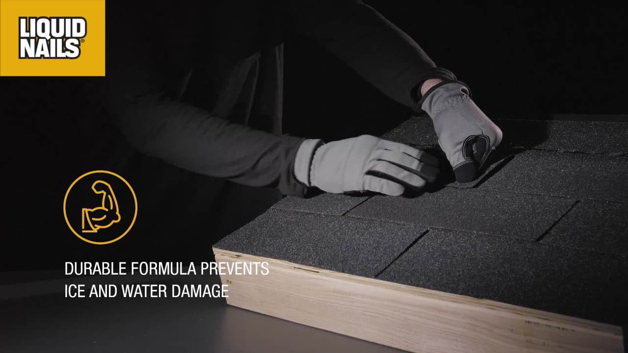 thumbnail video image 2 of Liquid Nails Roof Repair 10.3 oz Black Exterior Waterproofing Roof Adhesive, 2 of 7