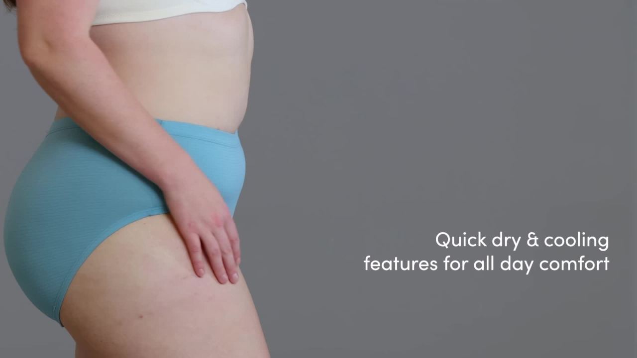 thumbnail video image 2 of Fit for Me by Fruit of the Loom Women's Plus Size Breathable Cooling Stripes Brief Underwear, 6-Pack, 2 of 11