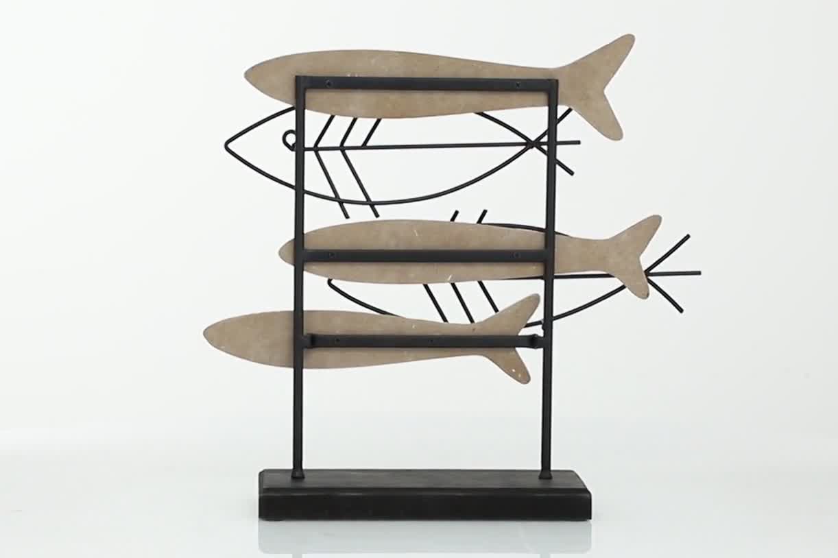 thumbnail video image 2 of 16" x 15" Brown Wooden Fish Sculpture, by DecMode, 2 of 11