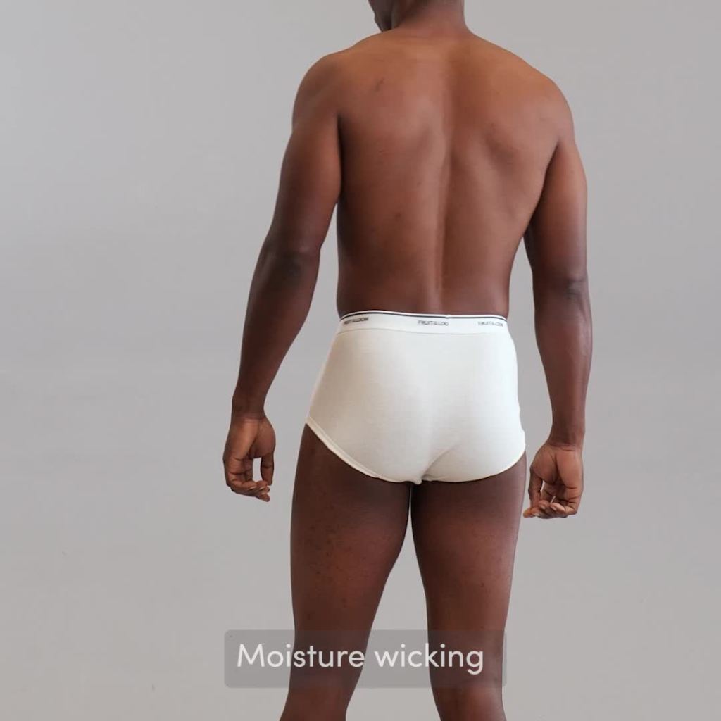 thumbnail video image 2 of Fruit of the Loom Men's Cotton White Briefs, 10-Pack, 2 of 8
