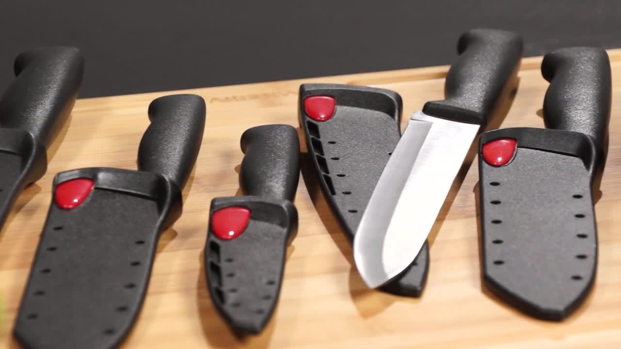 thumbnail video image 2 of Farberware 16-piece Edgekeeper Universal Cutlery Set, Stamped Stainless Steel, 2 of 16