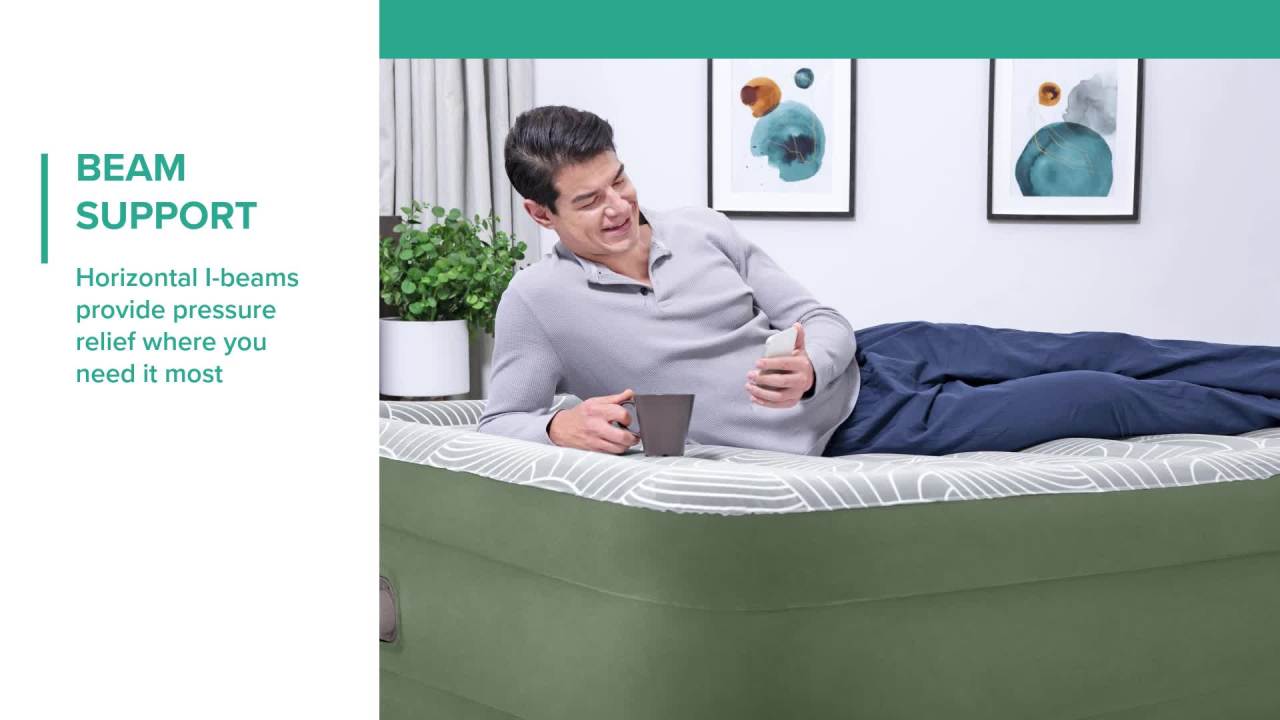 thumbnail video image 2 of Bestway Fashion Flock Sage 18" Queen Air Mattress with Built-in Pump, 2 of 14