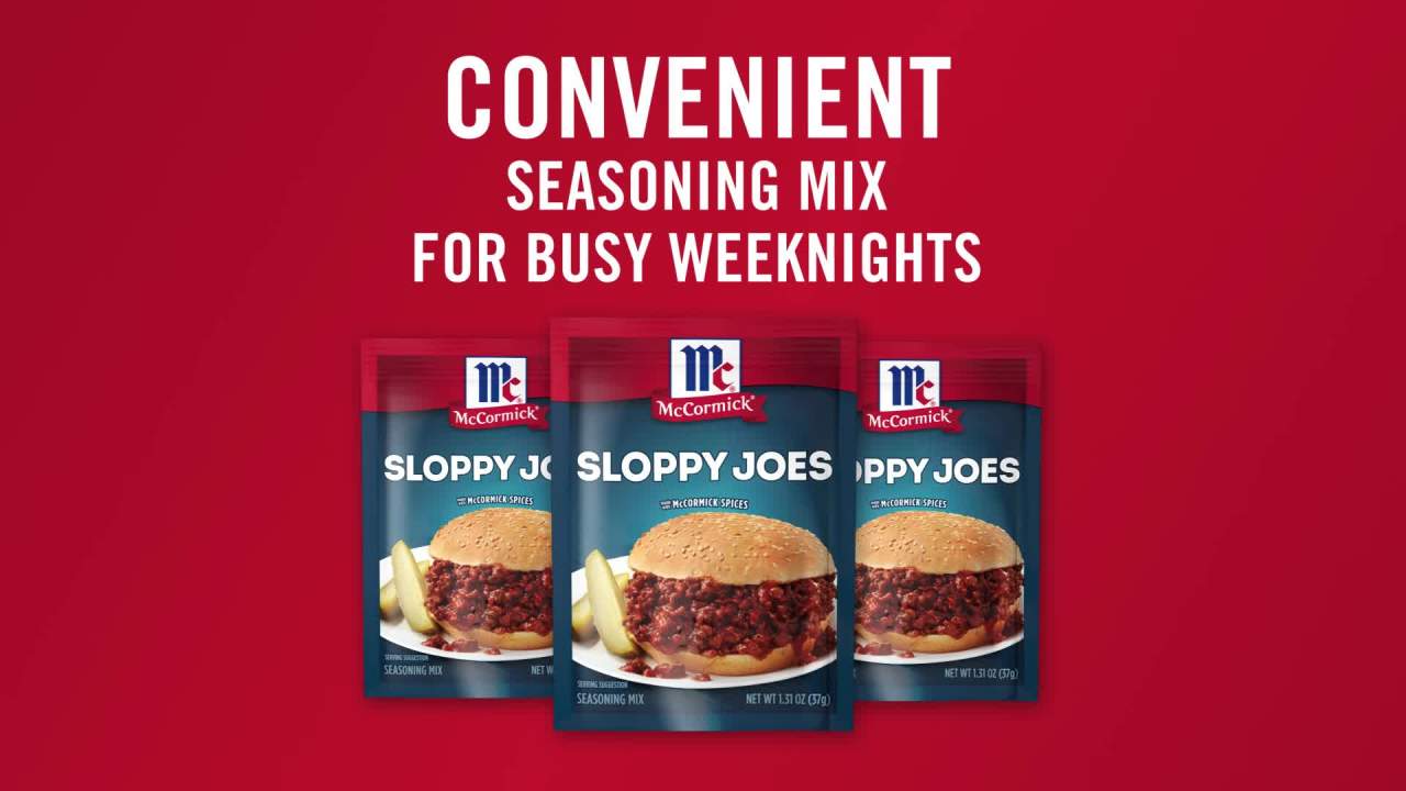 thumbnail video image 2 of McCormick Sloppy Joes Seasoning Mix, 1.31 oz Packet, 2 of 23