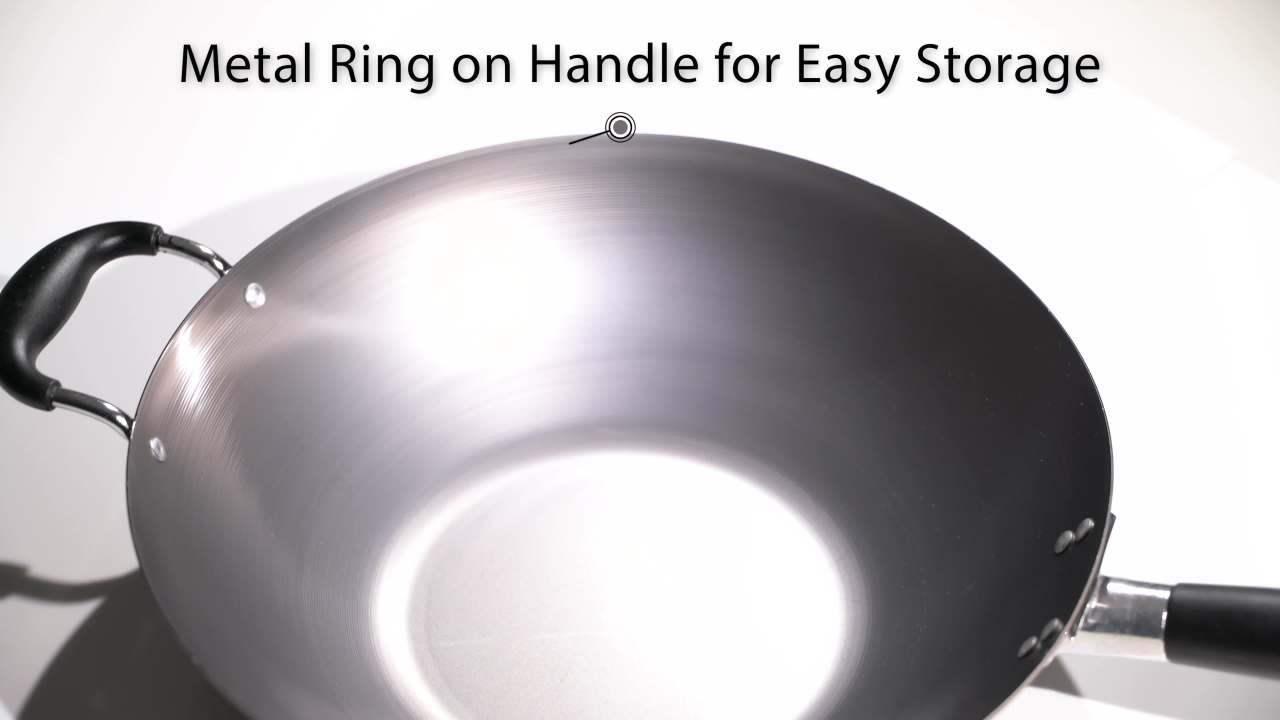 thumbnail video image 2 of IMUSA 14in Carbon Steel Wok with Cool Touch Handles, 2 of 10