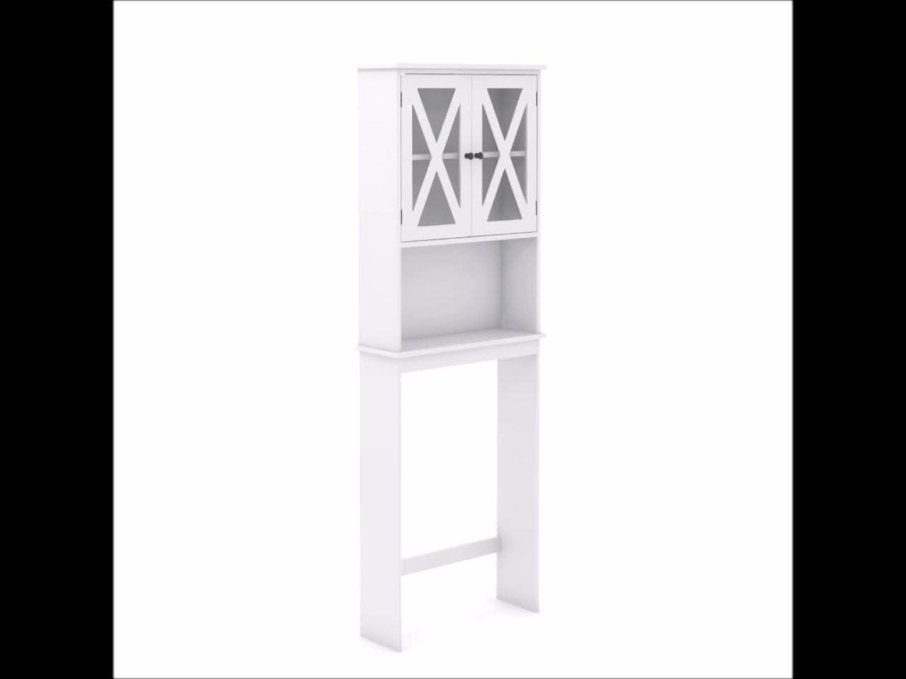 thumbnail video image 2 of Sauder Cottage Road Over-Toilet Bathroom Etagere with Doors, White Finish, 2 of 9