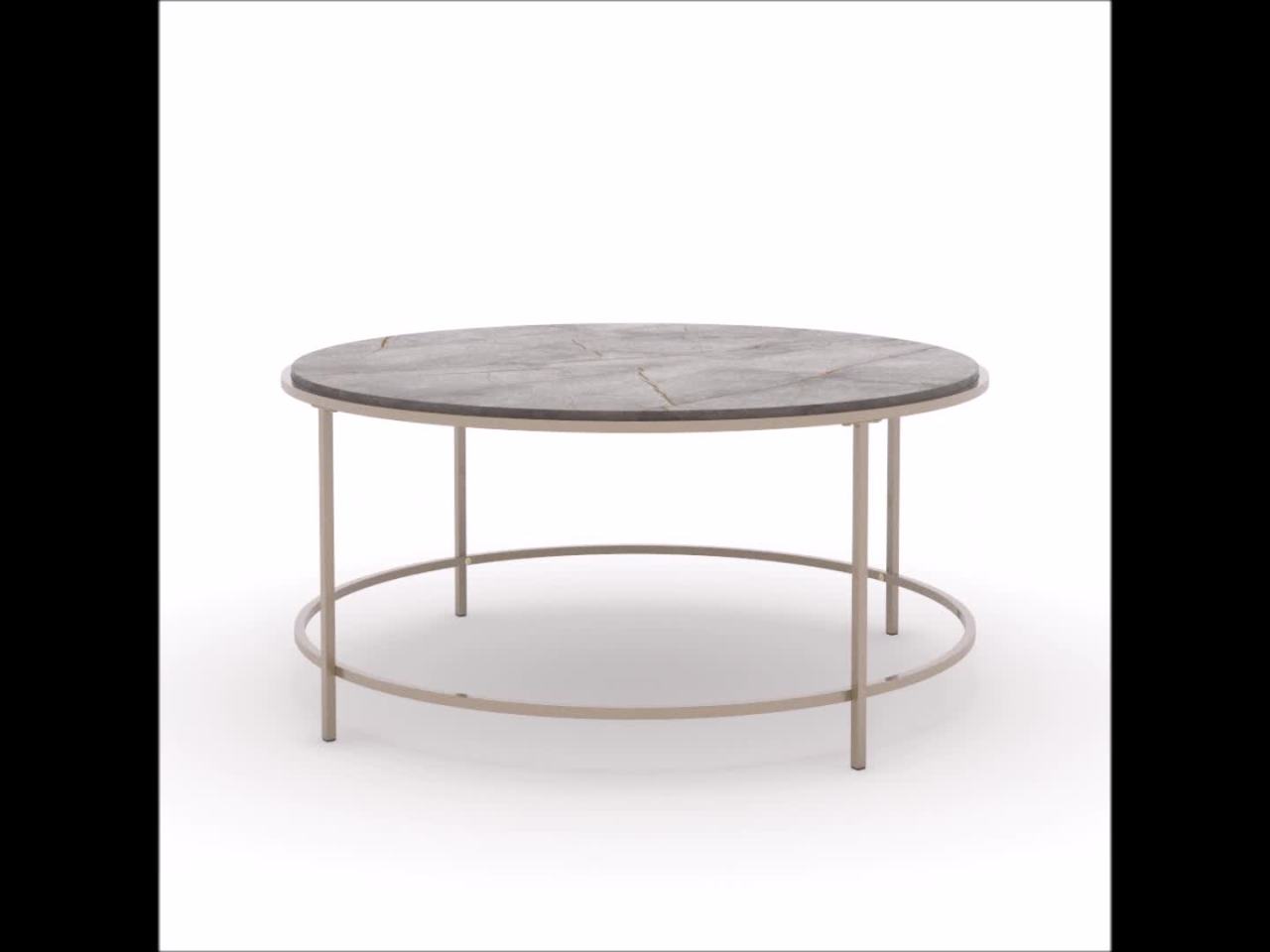 thumbnail video image 2 of Sauder International Lux Metal Frame Round Coffee Table, Gold Satin Finish, 2 of 8