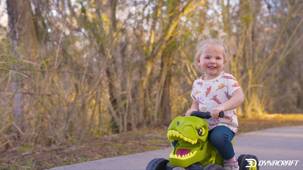 thumbnail video image 2 of 6V Jurassic World T-Rex Quad with Interactive Play Features, 2 of 11