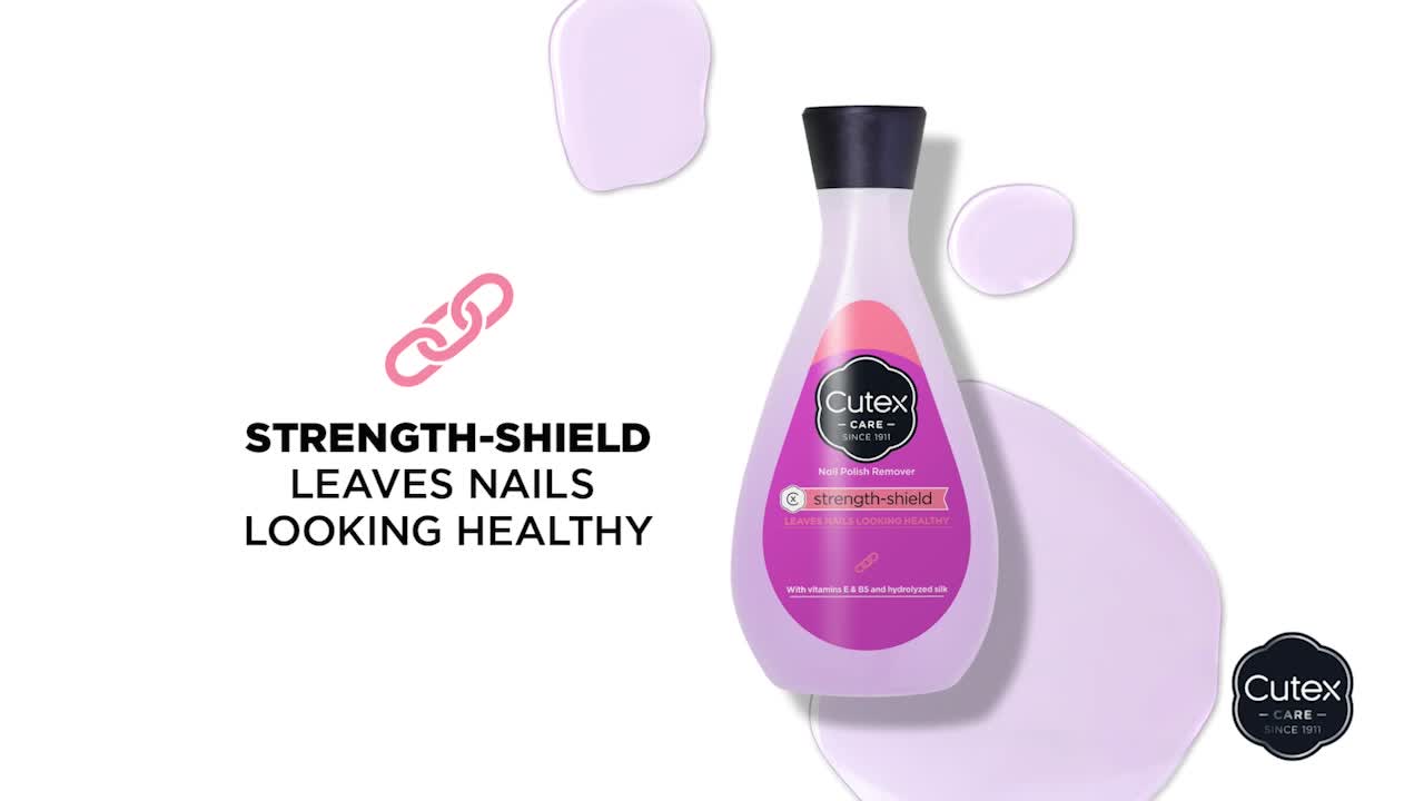 thumbnail video image 3 of Cutex Care Strength Shield Liquid Nail Polish Remover with Vitamin E and B5, 6.7 fl oz, 3 of 9