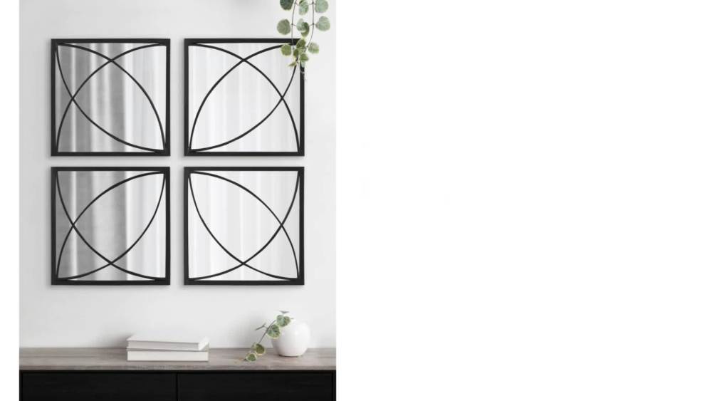 Kate and Laurel Jiera Modern Glam FourPiece Mirror Set, 28 x 28, Gold, Decorative Coordinated