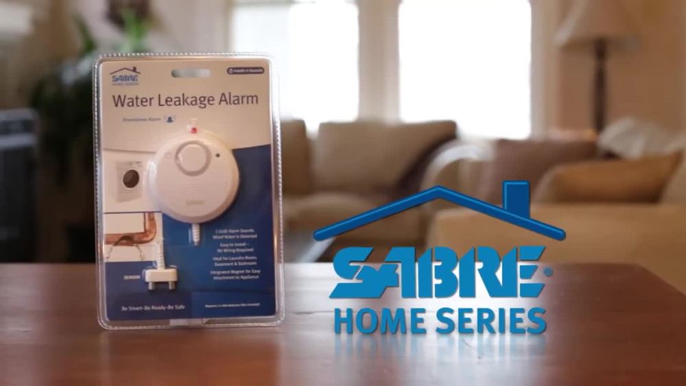 SABRE Wireless Water Leak Flood Alarm Sensor with 110 dB Siren, White
