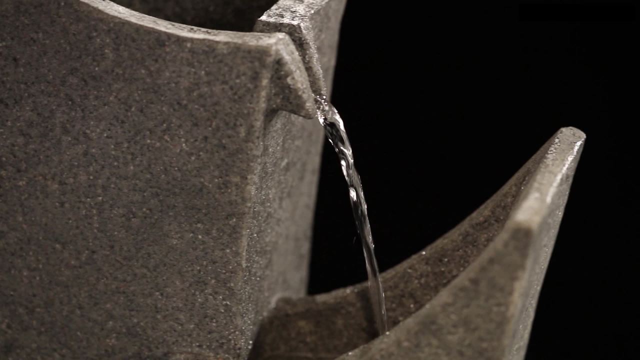 thumbnail video image 2 of Exton 31" High Large Modern Zen Indoor Outdoor Decor Gray Faux Stone Floor Fountain 3-Tier Outside Garden Patio, 2 of 8