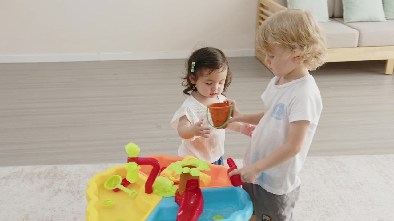 thumbnail video image 2 of Toddler Sensory Sand and Water Table with Chair | 3 in 1 Indoor & Outdoor Play Table for Kids, 2 of 13