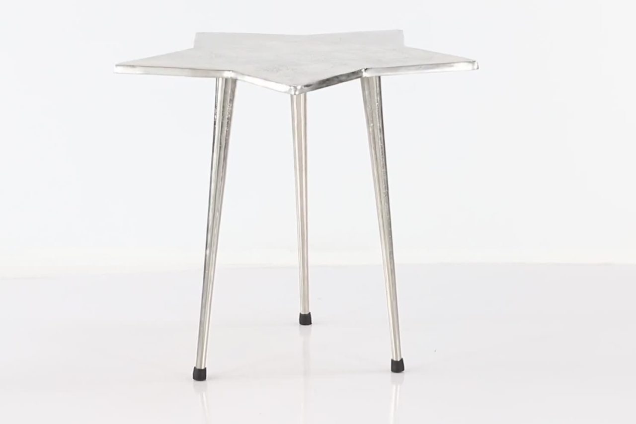 thumbnail video image 2 of DecMode 20" x 22" Silver Aluminum Glam Accent Table, 2 of 8