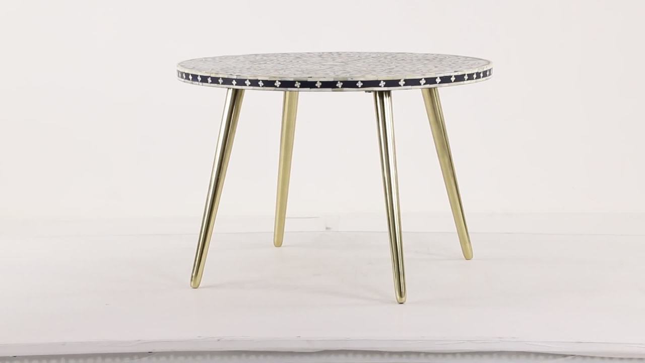 thumbnail video image 2 of DecMode 21" x 30" Gold Metal Eclectic Coffee Table, 2 of 14