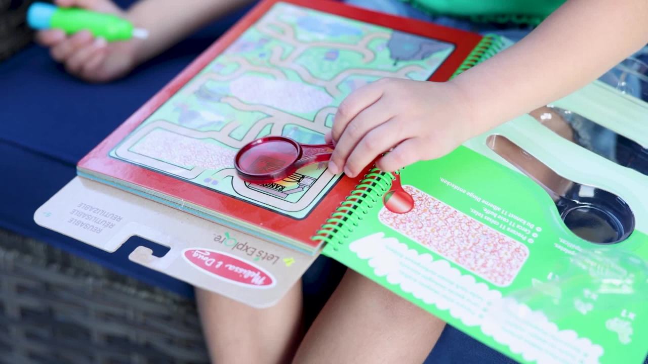 thumbnail video image 2 of Melissa & Doug Let’s Explore Water Wow! Outdoor Adventure Deluxe Water-Reveal Pad – Reusable On The Go Travel Activity, 2 of 10
