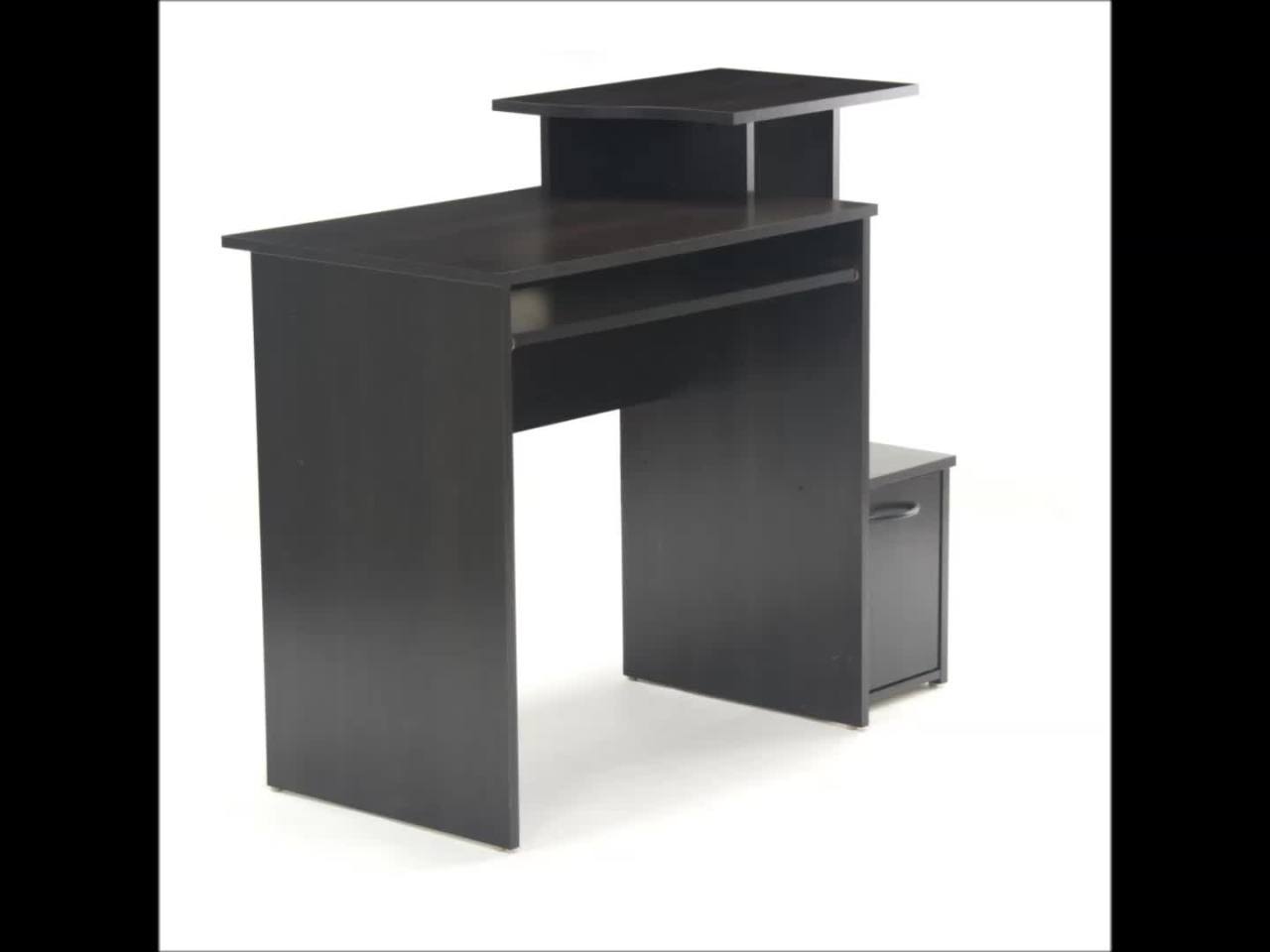 thumbnail video image 2 of Sauder Beginnings Computer Desk, Cinnamon Cherry Finish, 2 of 10