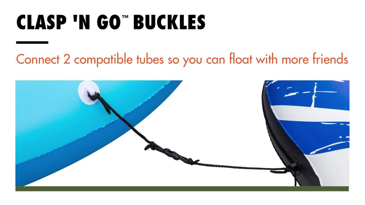 thumbnail video image 2 of Ozark Trail Rapid Rider Quadruple River Tube + Electric Air Pump Bundle, 2 of 5