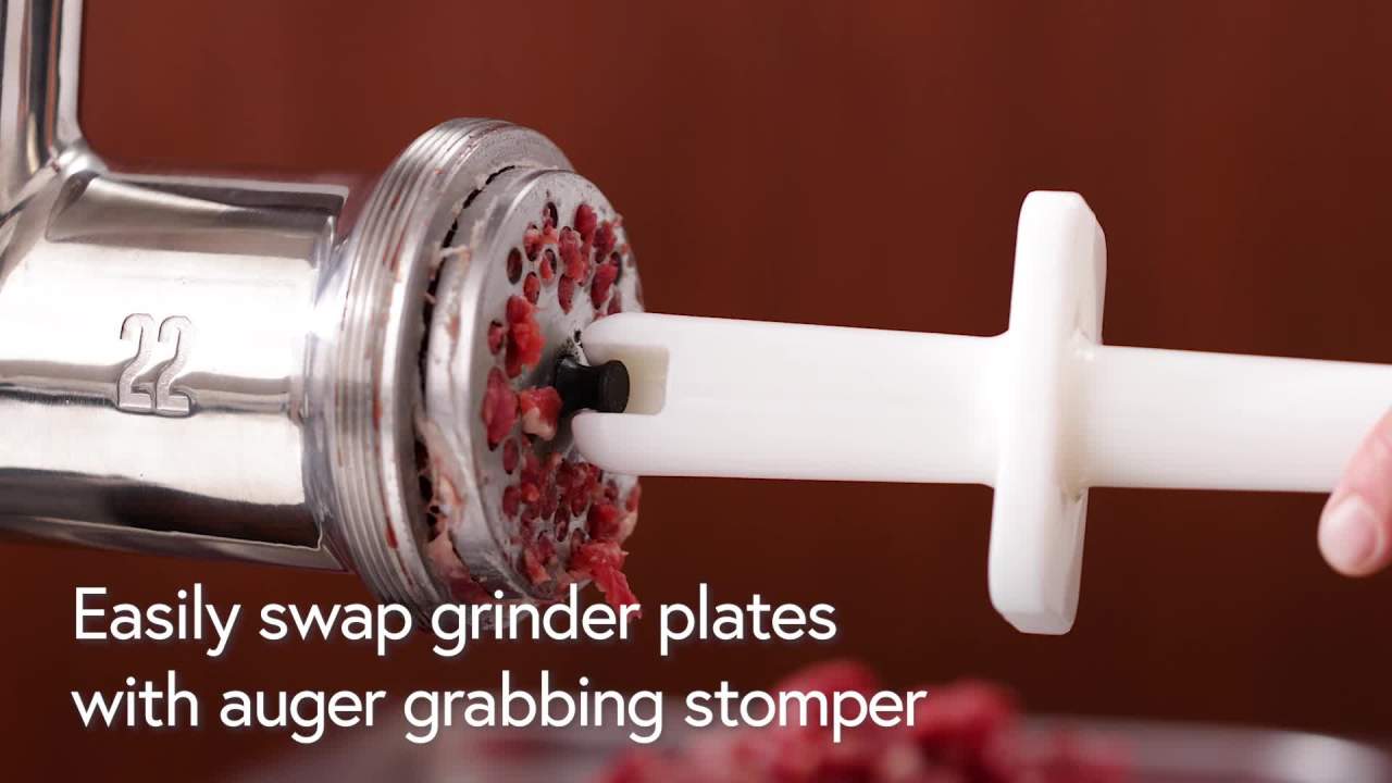 thumbnail video image 2 of Weston Pro Series Electric Meat Grinder, Commercial Grade, 1120 Watts, 1.5 HP, 14lbs. Per Minute, Stainless Steel, 2 of 9