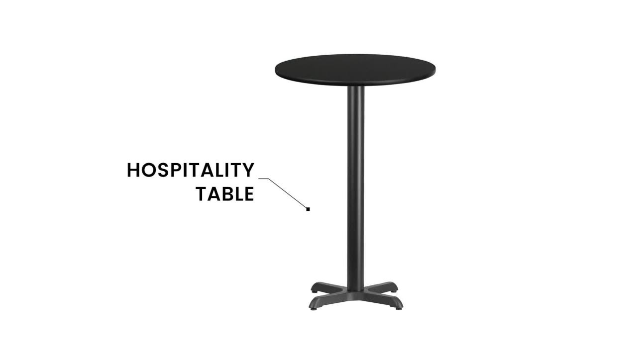 thumbnail video image 2 of Flash Furniture 24'' Round Black Laminate Table Top with 22'' x 22'' Bar Height Table Base, 2 of 6