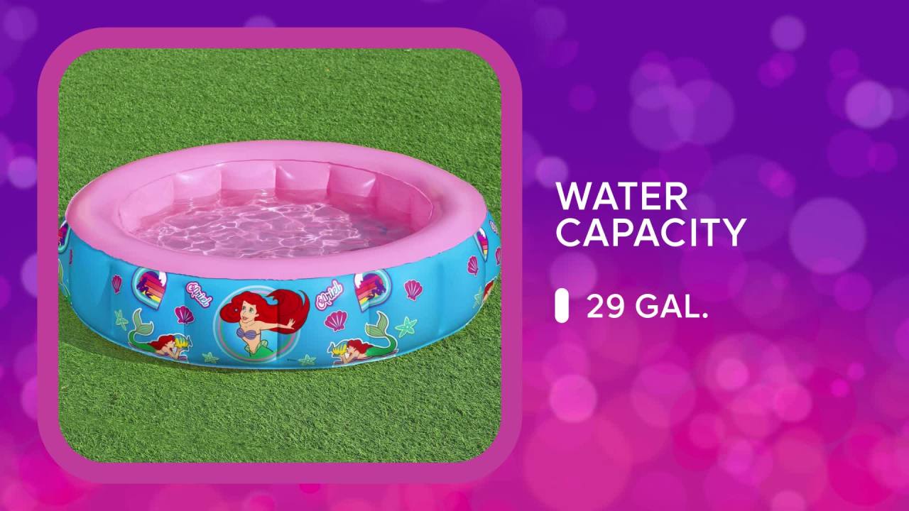 thumbnail video image 2 of Disney Princess Little Mermaid Inflatable Above-Ground Kiddie Pool, 2 of 8