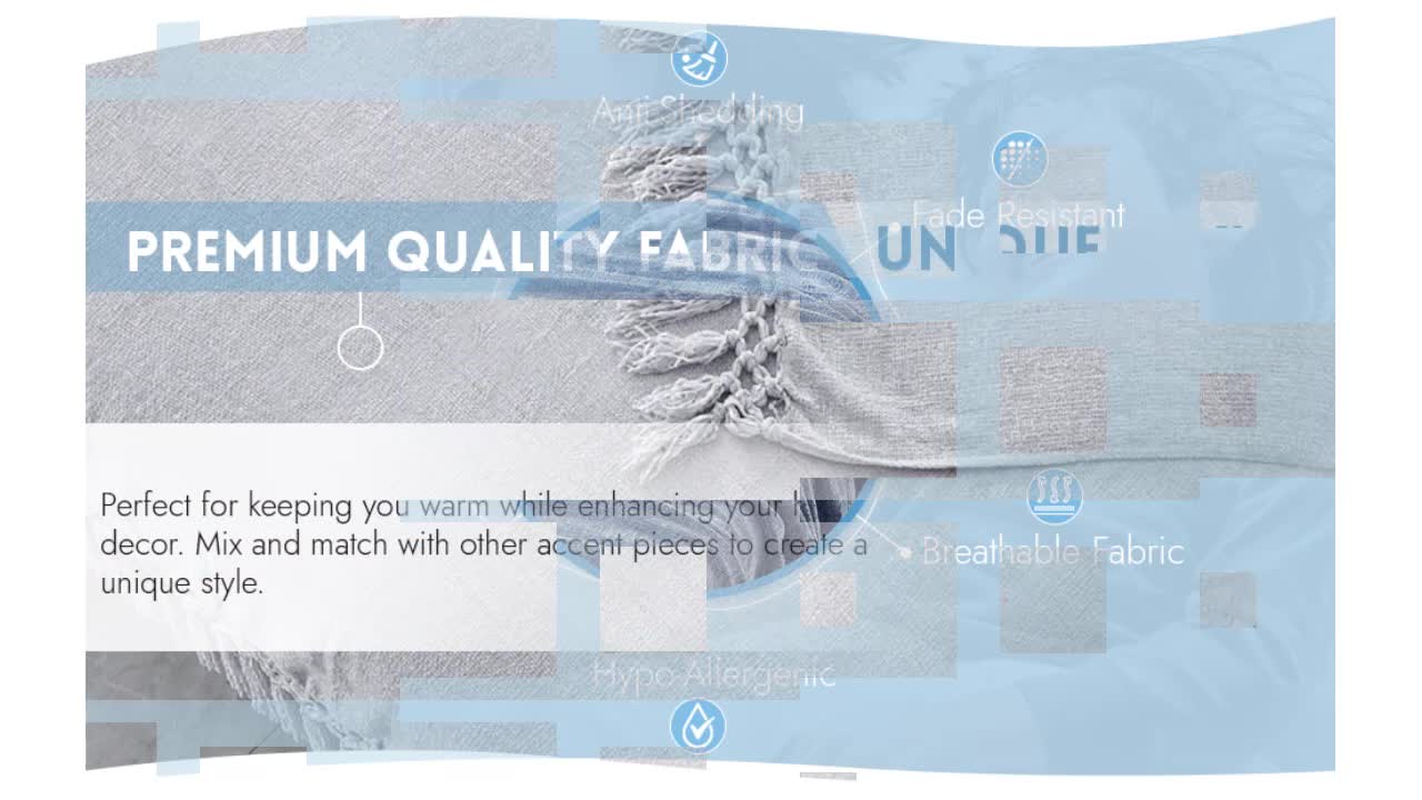 thumbnail video image 2 of Cozy Tyme Caleigh Chenille Tassel Knit Throw, Soft Blanket Boho Decor for Sofa Bed & Living Room, Grey, 2 of 10