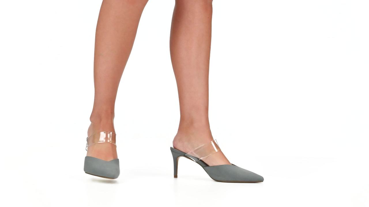 thumbnail video image 2 of Journee Womens Ollie Mules Low Stiletto Pointed Toe Pumps, 2 of 10