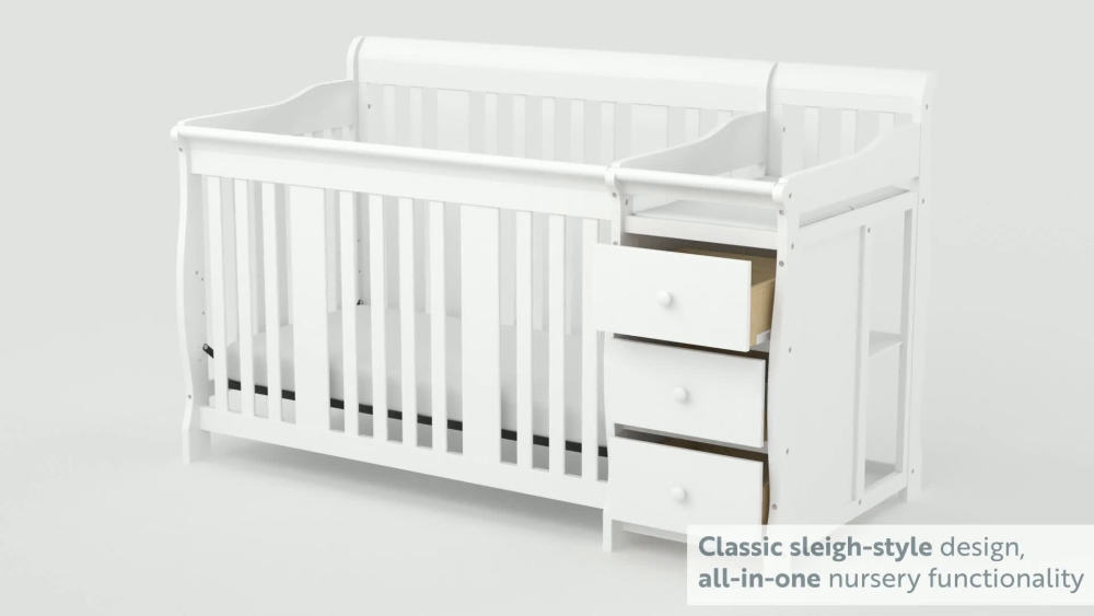 Storkcraft Portofino 5-in-1 Convertible Baby Crib and Changer, White - image 3 of 12