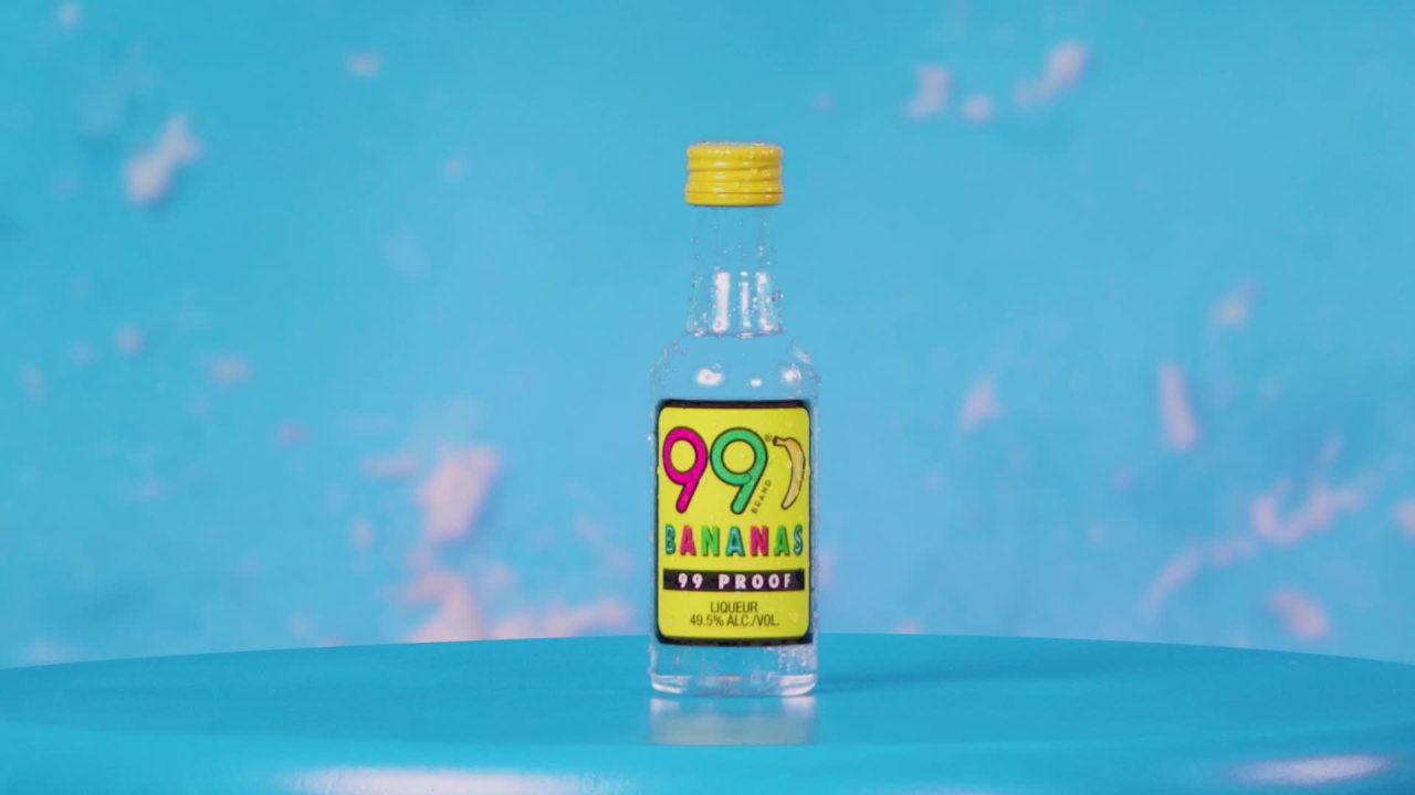 thumbnail video image 2 of 99 Bananas Liqueur, 750ml, 99 Proof (49.5% ABV), 2 of 9
