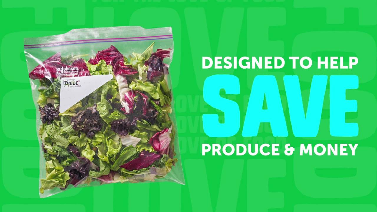 thumbnail video image 2 of (12 pack) Ziploc® Brand Gallon Produce And Food Storage Bags, Breathable Bag, Moisture Control, 15 Count, 2 of 16