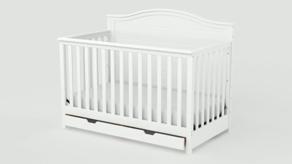 Storkcraft Moss 5in1 Convertible Baby Crib with Drawer, White