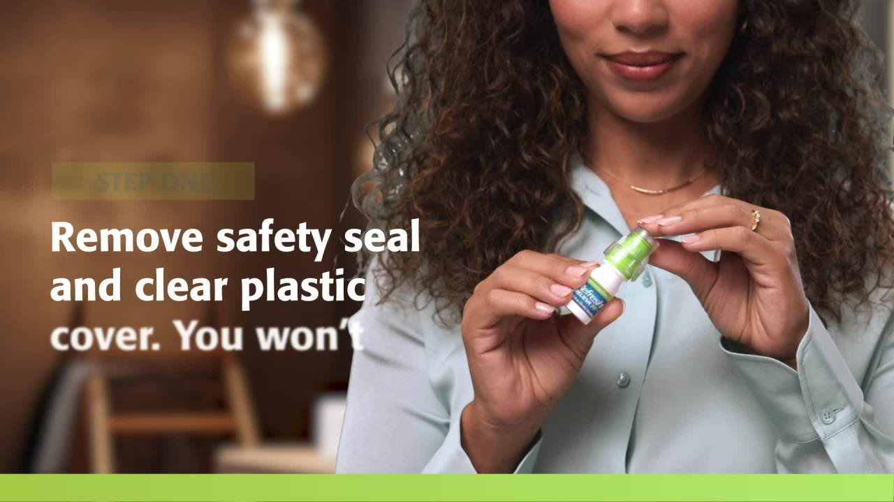 thumbnail video image 2 of Refresh® RELIEVA® Preservative-Free Tears Lubricant Eye Drops, 0.33 fl oz, 10 mL, 2 of 17