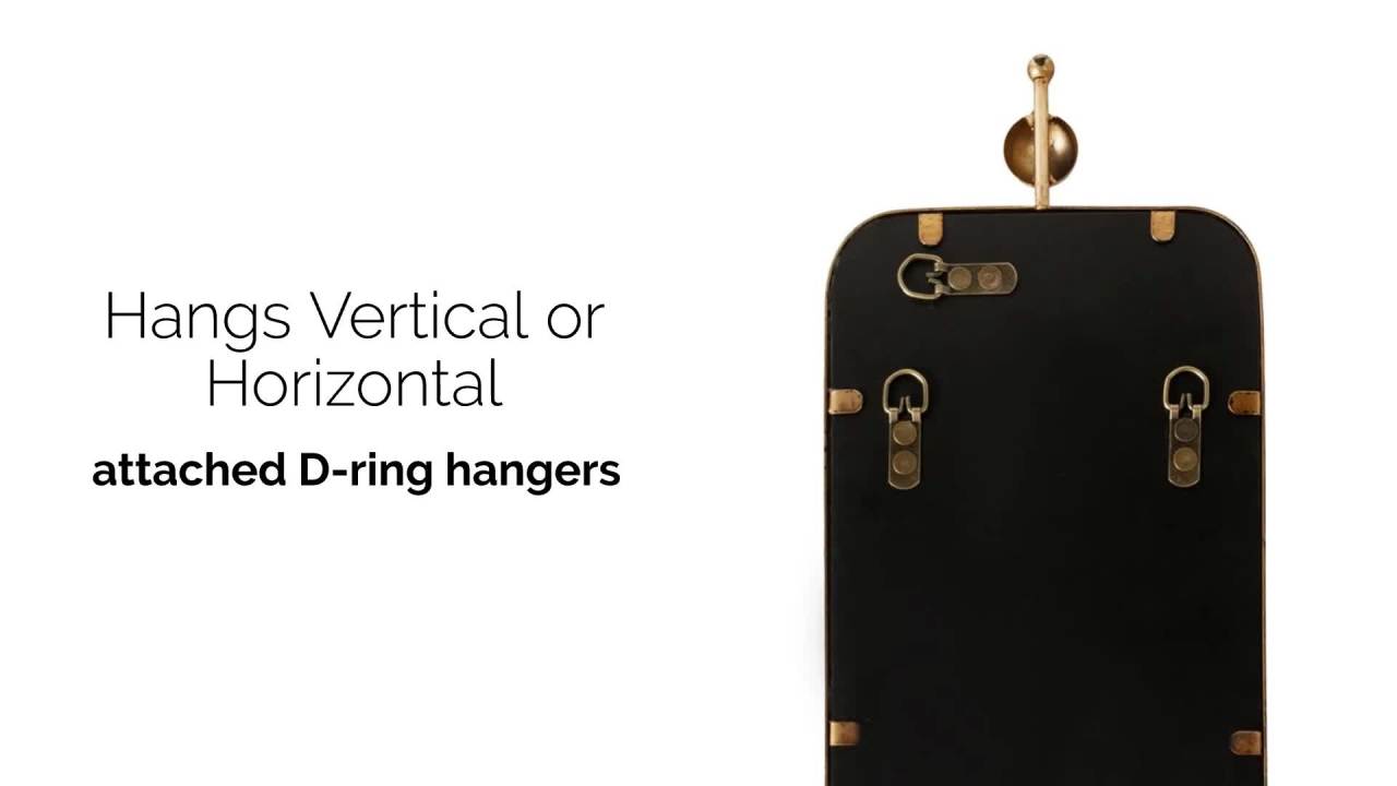 thumbnail video image 2 of Kate and Laurel Kasota Slim Panel Wall Mirror, 9 x 36, Black, Vintage Tall Mirror Wall Decor for Use as Skinny Entryway Mirror or Decorative Bedroom Mirror, 2 of 8