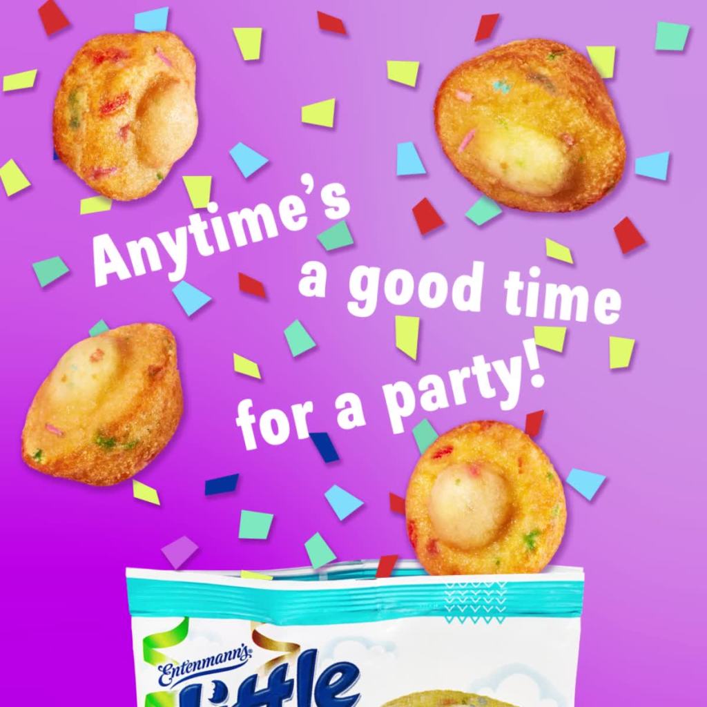 thumbnail video image 2 of Little Bites Party Cake Muffins, 5 packs, Cake and Sprinkles Mini Muffins, 8.25 oz Box, 2 of 24