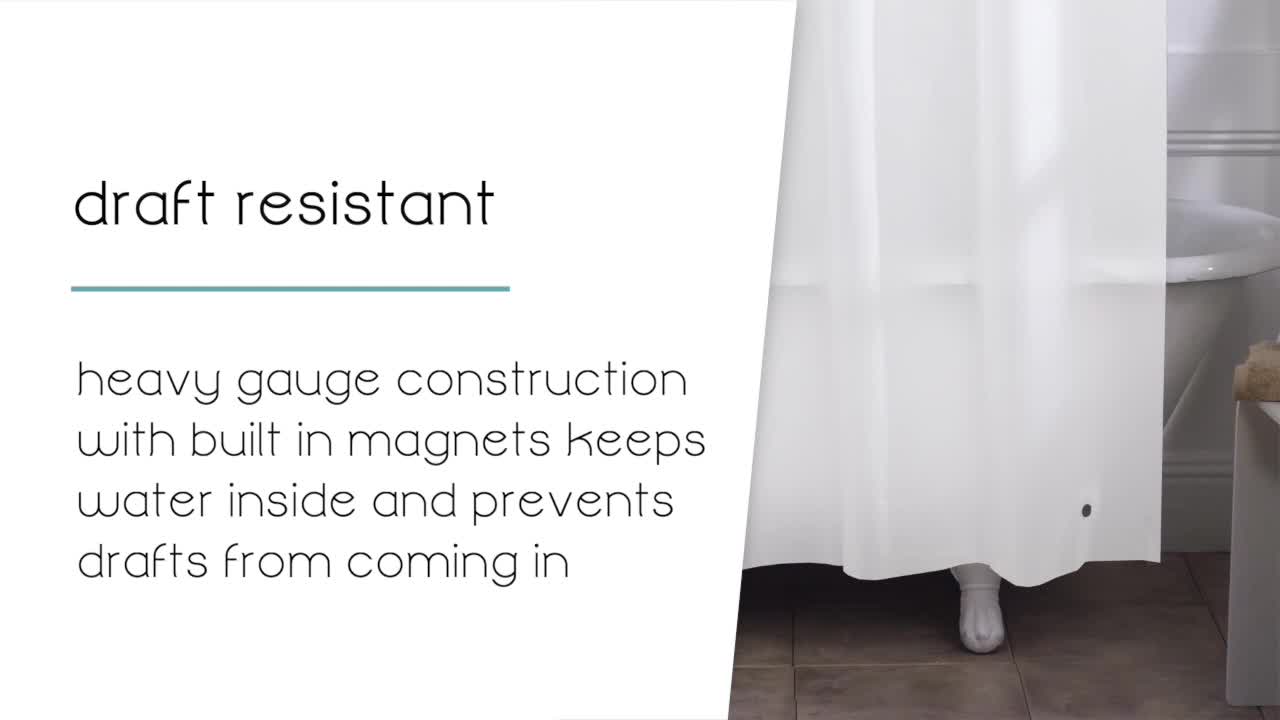 thumbnail video image 2 of Zenna Home 8-Gauge Heavyweight EVA Shower Liner with Rustproof Metal Grommets, White, 2 of 6