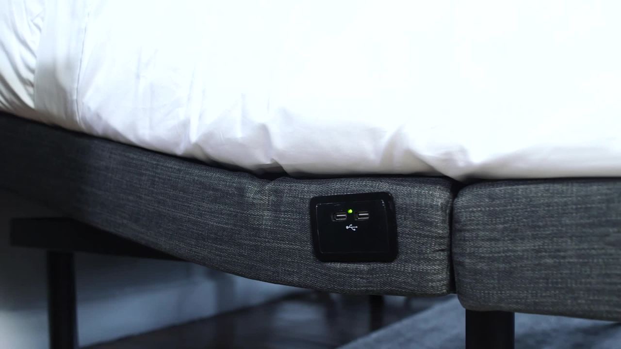 thumbnail video image 2 of Posture Plus Metal Adjustable Bed Base with Massage, Ergonomic, Wireless Remote, Three Leg Heights, and USB Ports, Multiple Sizes, 2 of 3