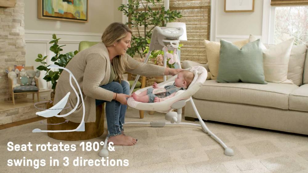 Ingenuity InLighten Baby Swing, EasyFold Frame, Swivel Infant Seat