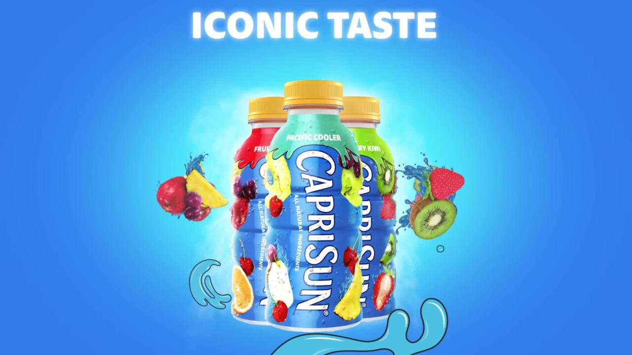 thumbnail video image 2 of (4 pack) Capri Sun Pacific Cooler Mixed Fruit Flavored Juice Drink Blend from Concentrate, 12 fl oz Bottle, Liquids, 2 of 20