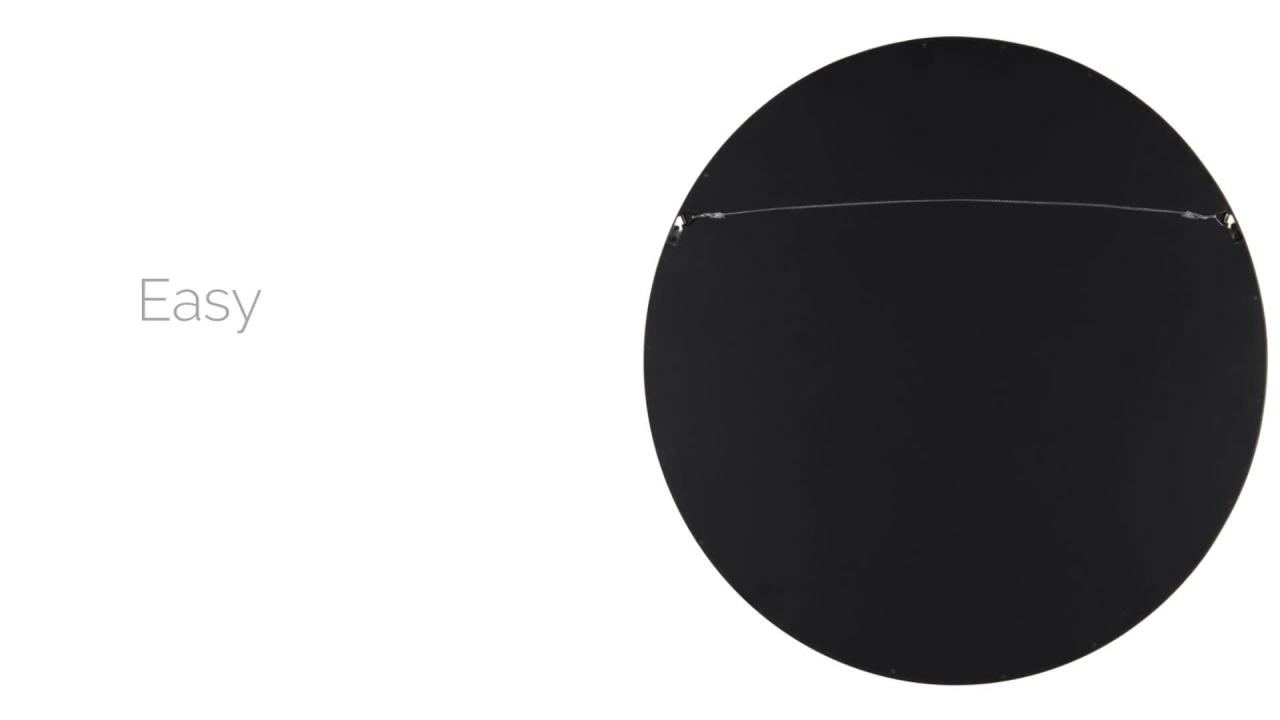 thumbnail video image 2 of Kate and Laurel Hutton Round Decorative Large Modern Wood Frame Wall Mirror, 30 Inch Diameter, Natural Finish, 2 of 5