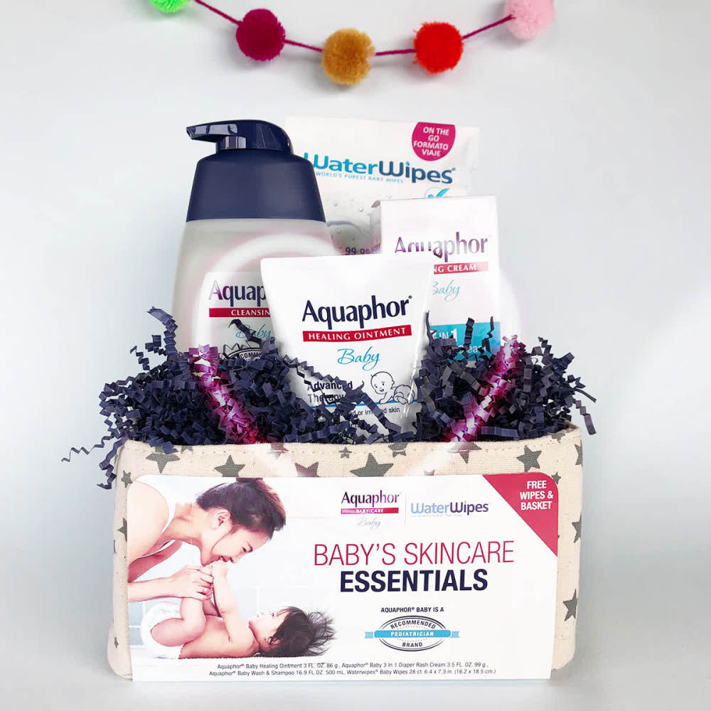 Aquaphor Baby Skincare Essentials With WaterWipes, 4 Piece Baby Gift